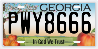GA license plate PWY8666