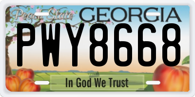 GA license plate PWY8668