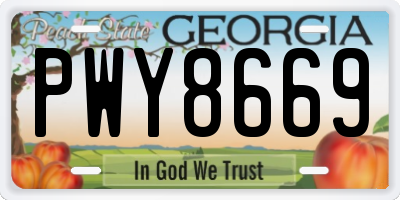 GA license plate PWY8669