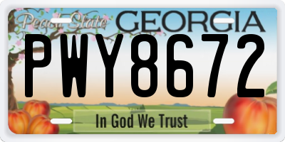 GA license plate PWY8672