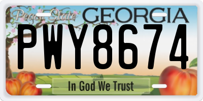 GA license plate PWY8674