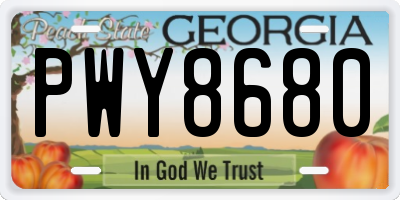 GA license plate PWY8680
