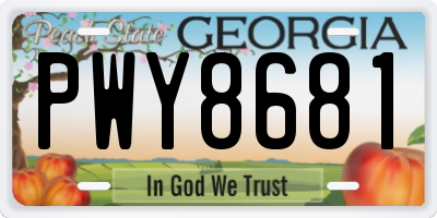 GA license plate PWY8681