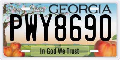 GA license plate PWY8690