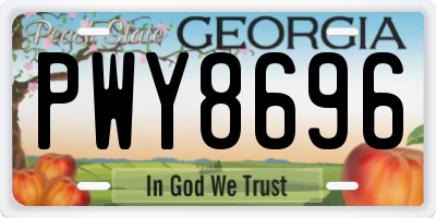 GA license plate PWY8696