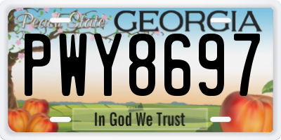 GA license plate PWY8697