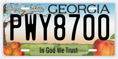 GA license plate PWY8700