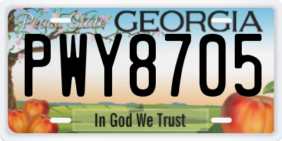 GA license plate PWY8705