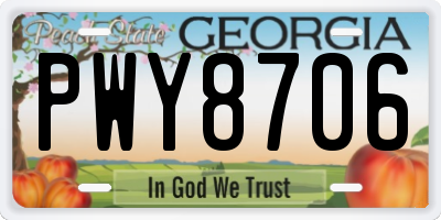 GA license plate PWY8706