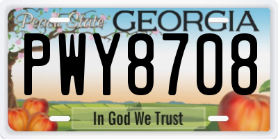 GA license plate PWY8708