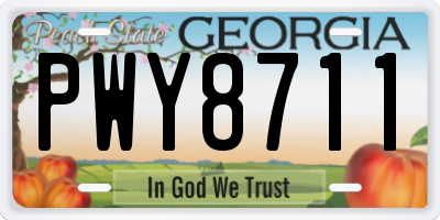 GA license plate PWY8711