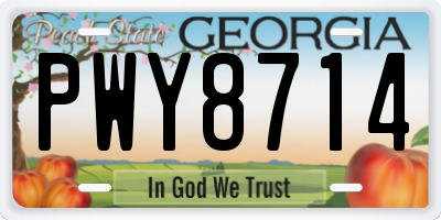 GA license plate PWY8714