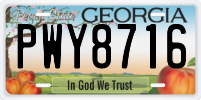 GA license plate PWY8716