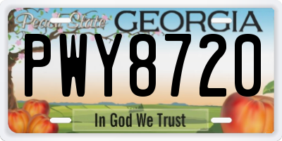 GA license plate PWY8720