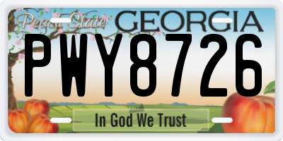 GA license plate PWY8726