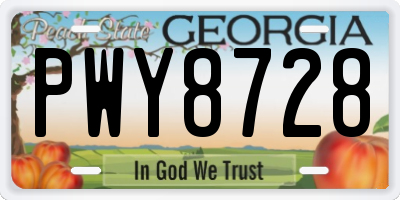 GA license plate PWY8728