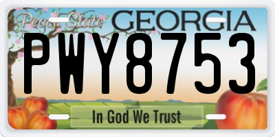 GA license plate PWY8753