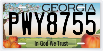 GA license plate PWY8755