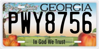 GA license plate PWY8756