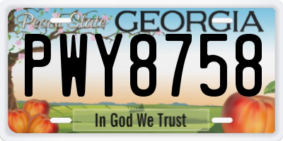 GA license plate PWY8758
