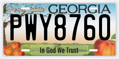GA license plate PWY8760