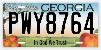 GA license plate PWY8764