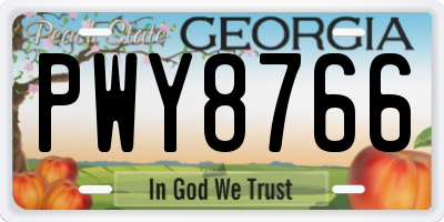 GA license plate PWY8766