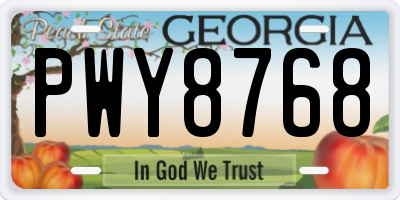 GA license plate PWY8768