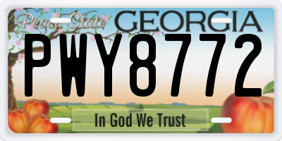 GA license plate PWY8772