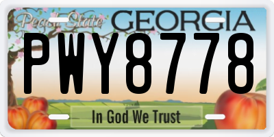 GA license plate PWY8778