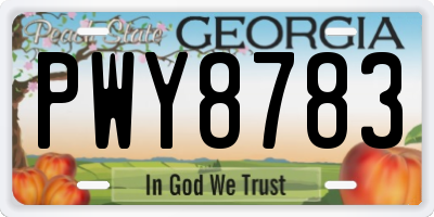 GA license plate PWY8783