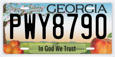 GA license plate PWY8790