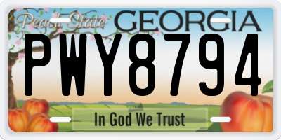 GA license plate PWY8794