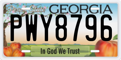 GA license plate PWY8796