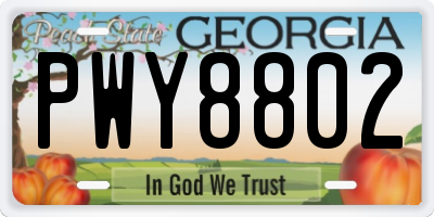 GA license plate PWY8802