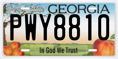 GA license plate PWY8810
