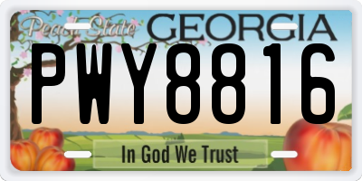 GA license plate PWY8816