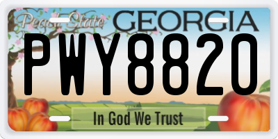 GA license plate PWY8820