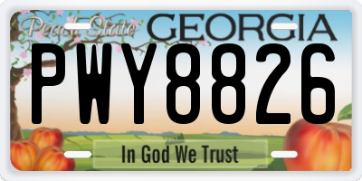 GA license plate PWY8826