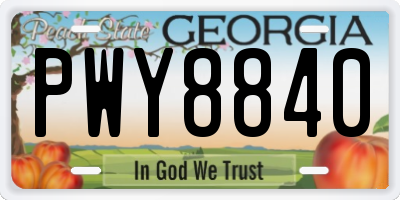 GA license plate PWY8840
