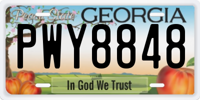 GA license plate PWY8848