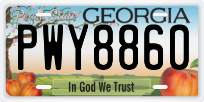 GA license plate PWY8860