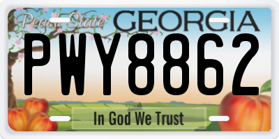 GA license plate PWY8862