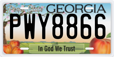 GA license plate PWY8866