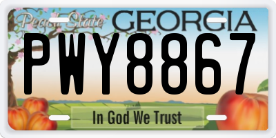 GA license plate PWY8867