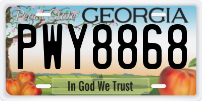 GA license plate PWY8868