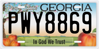 GA license plate PWY8869