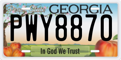 GA license plate PWY8870