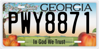 GA license plate PWY8871