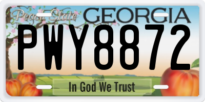 GA license plate PWY8872